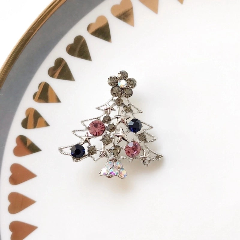 Cute Pin Christmas Tree Snowman Alloy Rhinestone Enamel Women'S Brooches