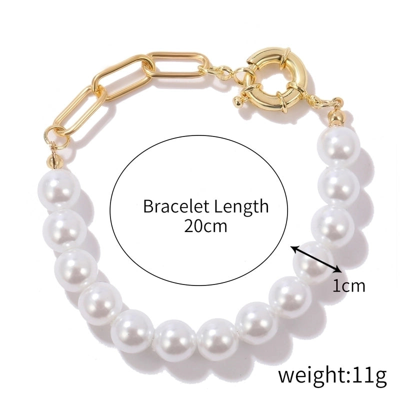 Fashion Geometric Heart Shape Imitation Pearl Alloy Plating Women\'s Bracelets