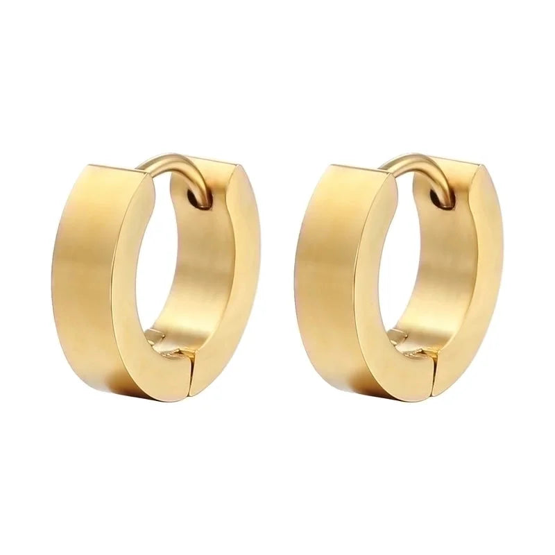 1 Piece Punk Round Plating 201 Stainless Steel 18K Gold Plated Hoop Earrings