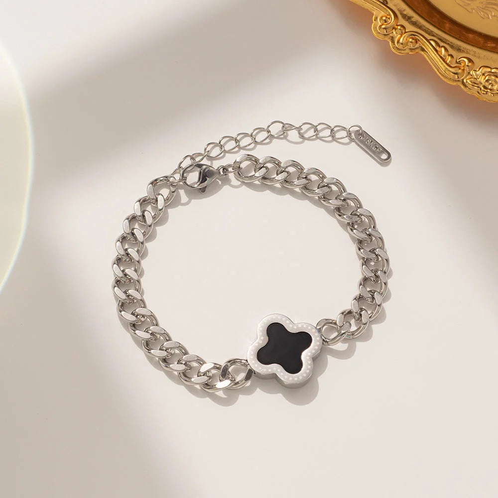 Women Clover Geometric Titanium Steel 18K Gold Plated Bracelets