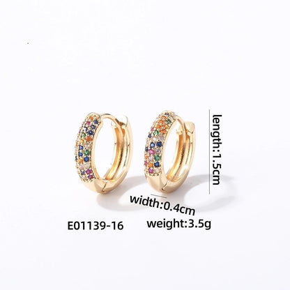 1 Pair Casual Modern Style Round Inlay Copper Zircon K Gold Plated Rhodium Plated Earrings