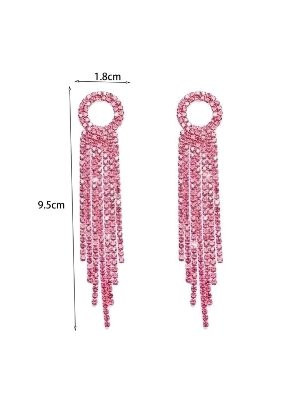 1 Pair Sweet Tassel Plating Inlay Copper Rhinestones Silver Plated Drop Earrings