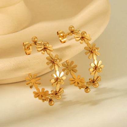 IG Style Flower Geometric Stainless Steel Electroplating Earrings