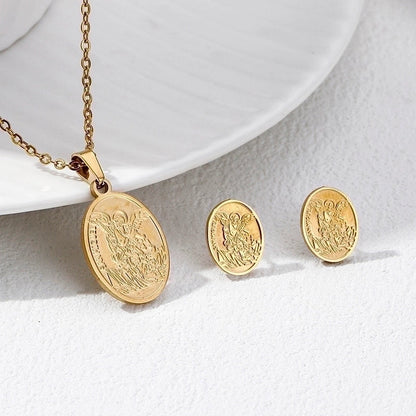 Vintage Style Geometric 304 Stainless Steel 18K Gold Plated Plating Earrings Necklace