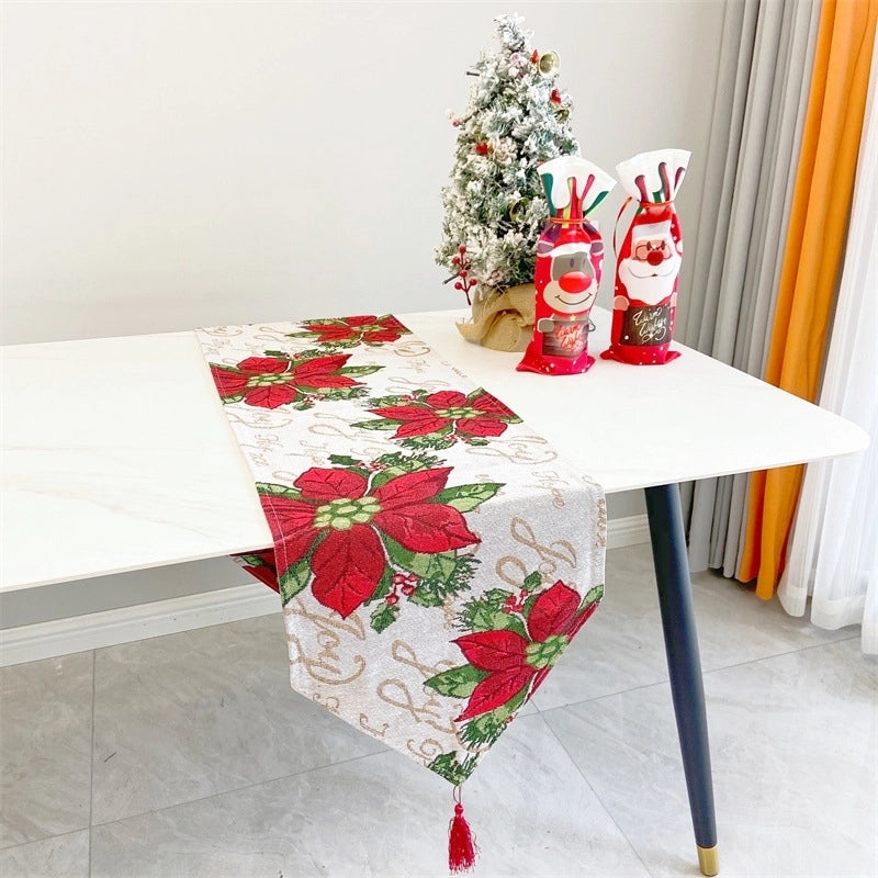 Christmas Christmas Tree Santa Claus Elk Polyester Christmas Tablecloth