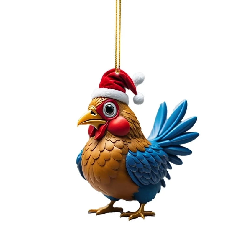 Christmas Creative Animal Chicken Rooster Series Pendant Christmas Tree Pendant Acrylic Hang Decorations