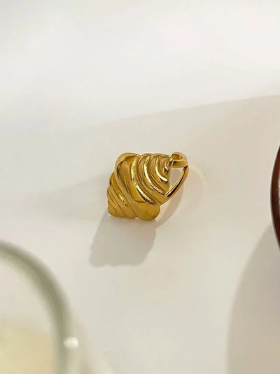 Casual Nordic Style Retro Geometric 316L Stainless Steel 18K Gold Plated Irregular Open Rings