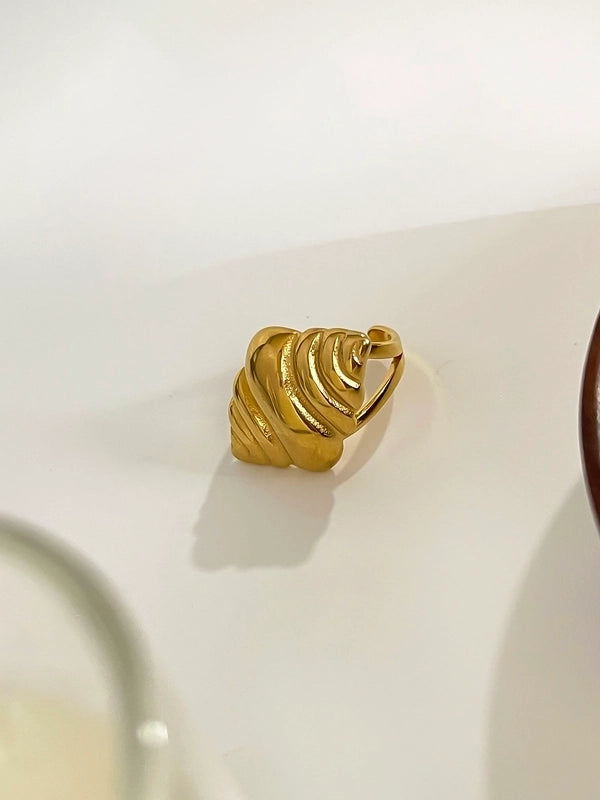 Casual Nordic Style Retro Geometric 316L Stainless Steel 18K Gold Plated Irregular Open Rings