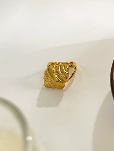 Casual Nordic Style Retro Geometric 316L Stainless Steel 18K Gold Plated Irregular Open Rings