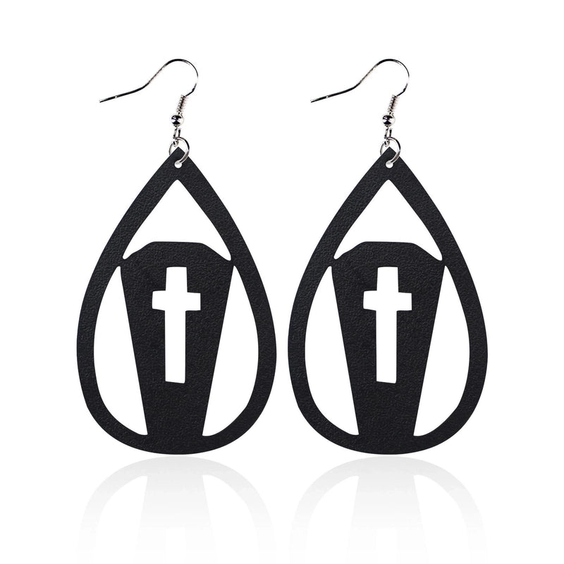 1 Pair Punk Water Droplets Pu Leather Drop Earrings