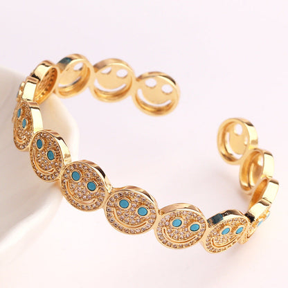 Expressive Smile Zircon Electroplating Bangles