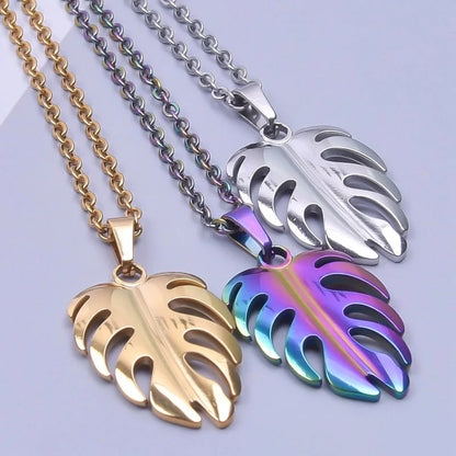 3 Pieces IG Style Minimalist Leaves 304 Stainless Steel 18K Gold Plated Plating Pendant Necklace Necklace Pendant