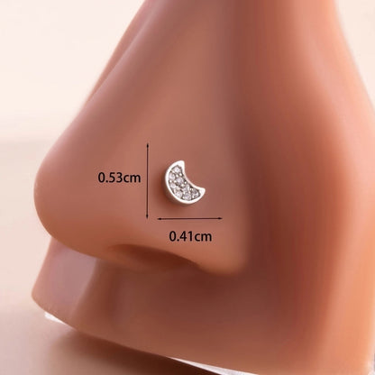 1 Piece Nose Rings & Studs Casual Minimalist Korean Style Moon Water Droplets 316L Stainless Steel Copper Inlay Zircon Nose Rings & Studs