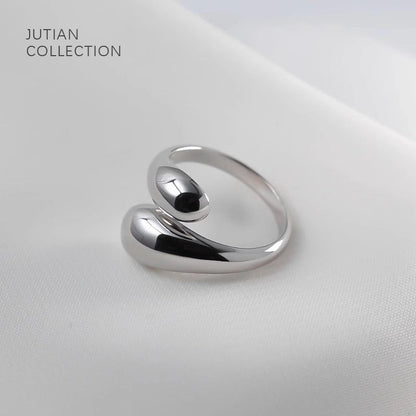 Basic Modern Style Classic Style Water Droplets 18K Gold Plated Metal Adjustable Ring Open Rings