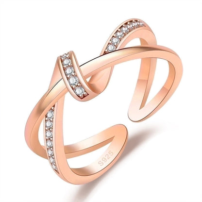 Minimalist Solid Color Copper Plating Inlay Artificial Diamond Rings 1 Piece