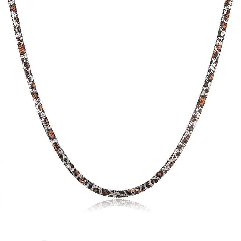 Vintage Style Snake Pattern Leopard 304 Stainless Steel 18K Gold Plated Plating Bracelets Necklace Snake Chain