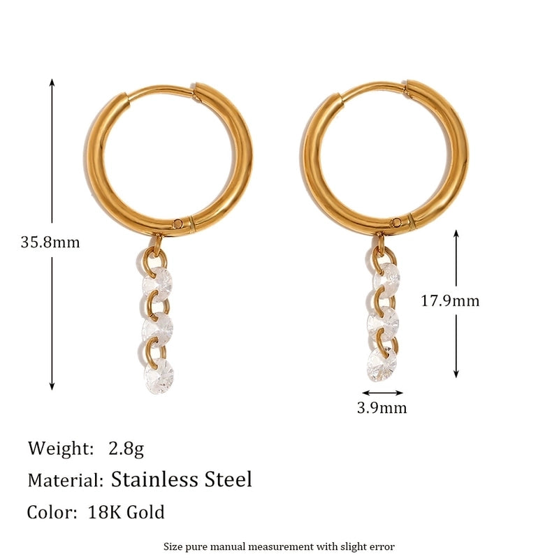 1 Pair Minimalist Geometric 304 Stainless Steel 18K Gold Plated Drop Earrings