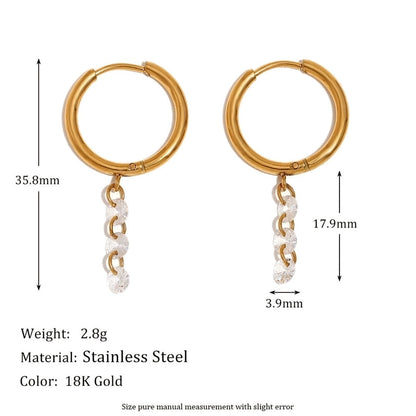 1 Pair Minimalist Geometric 304 Stainless Steel 18K Gold Plated Drop Earrings