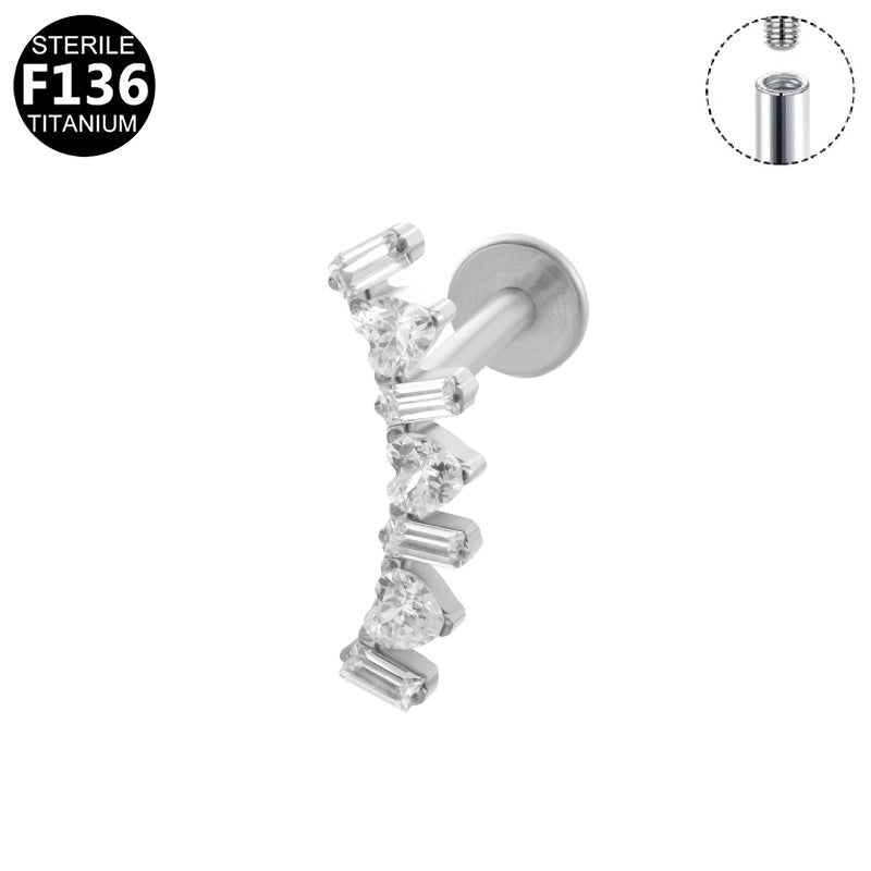 1 Piece Lip Rings Minimalist Snowflake Pure Titanium Plating Inlay Zircon White Gold Plated Silver Plated Lip Rings Ear Cartilage Rings & Studs