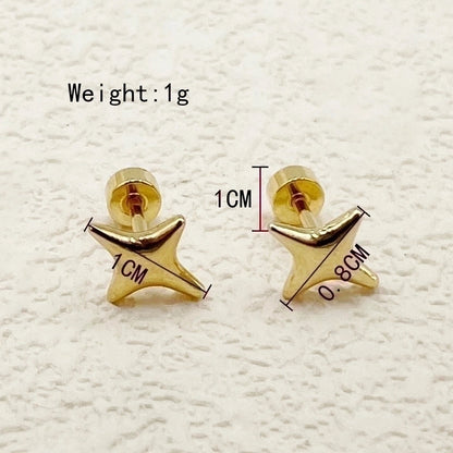 1 Pair Basic Minimalist Star Moon Heart Shape Plating 304 Stainless Steel 14K Gold Plated Ear Studs