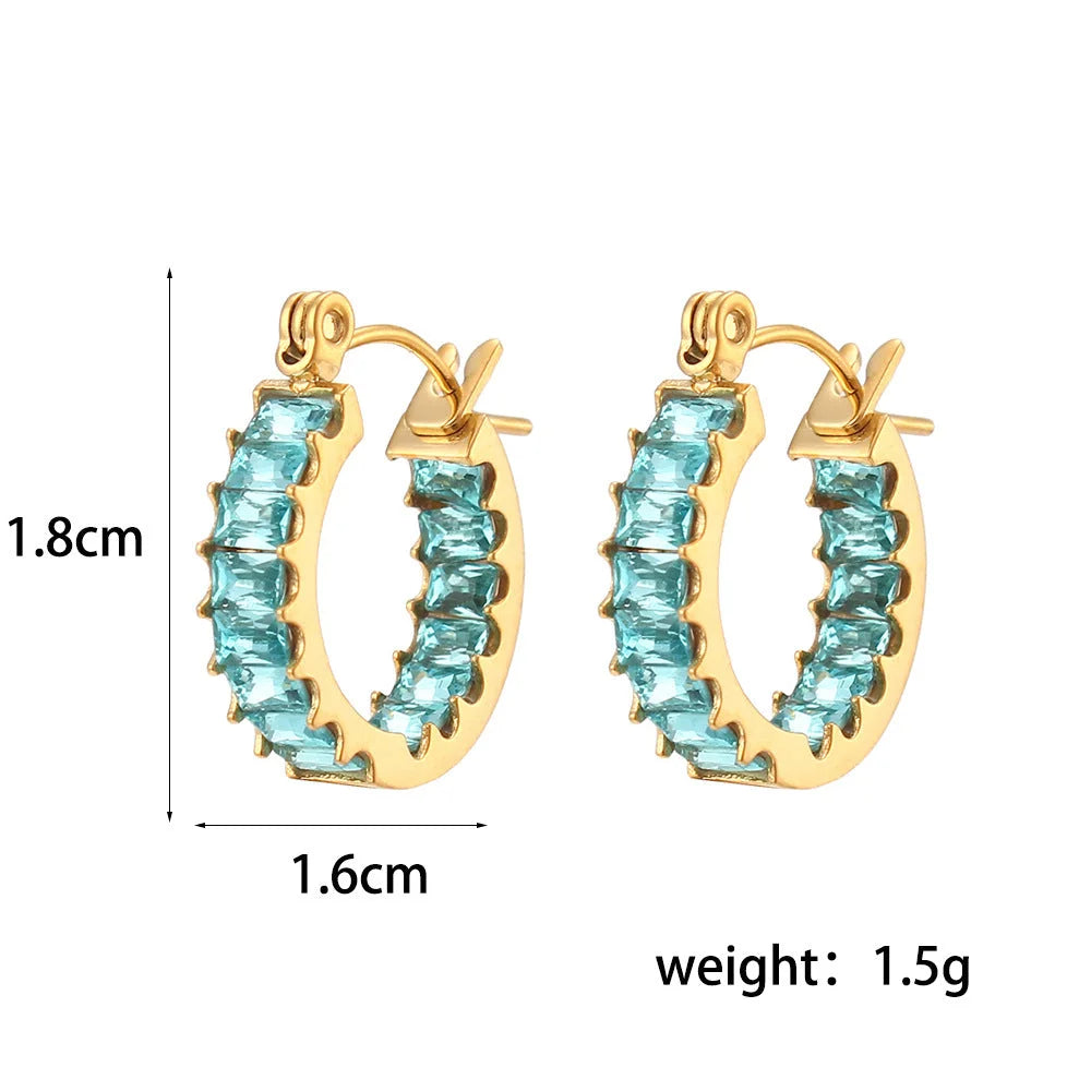 Fashion Circle Geometric Stainless Steel 18K Gold Plated Earrings