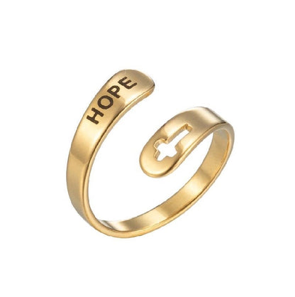 Retro Number 201 Stainless Steel No Inlaid 18K Gold Plated Plating Open Ring