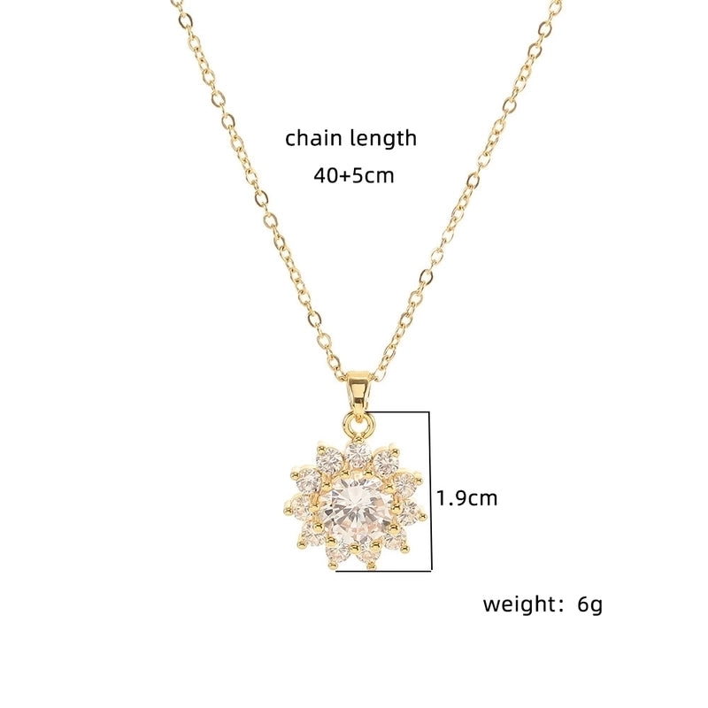 Copper 18K Gold Plated Plating Inlay Double Ring Letter Zircon Necklace