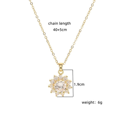 Copper 18K Gold Plated Plating Inlay Double Ring Letter Zircon Necklace