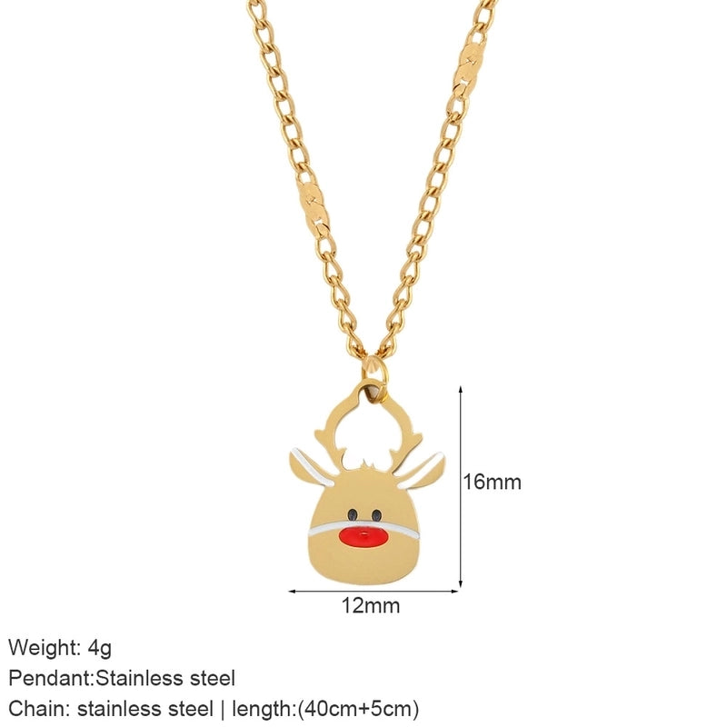 Nordic Style Classic Style Gingerbread Moon 316L Stainless Steel Plating Pendant Necklace