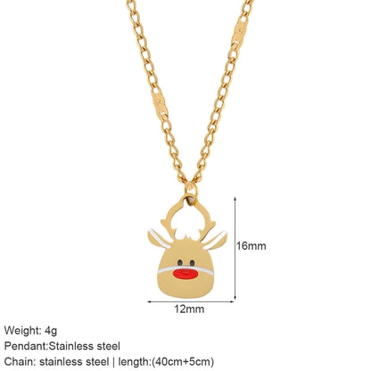 Nordic Style Classic Style Gingerbread Moon 316L Stainless Steel Plating Pendant Necklace