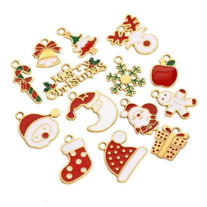 3 PCS/Package 304 Stainless Steel 18K Gold Plated Santa Claus Christmas Socks Snowman Pendant Jewelry Accessories