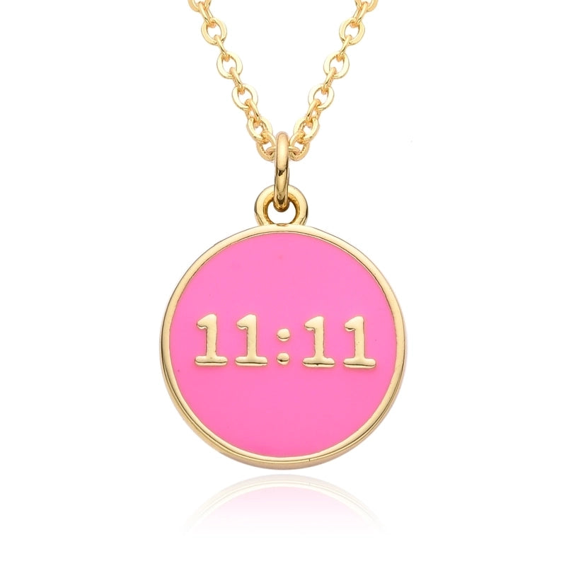 2 Pieces Copper Enamel Geometric Number Pendant Necklace