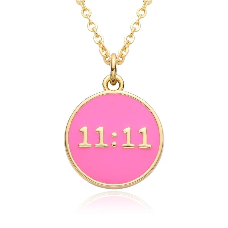 2 Pieces Copper Enamel Geometric Number Pendant Necklace