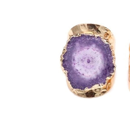 5 Pieces Casual Irregular Agate Brass Natural Stone Open Ring