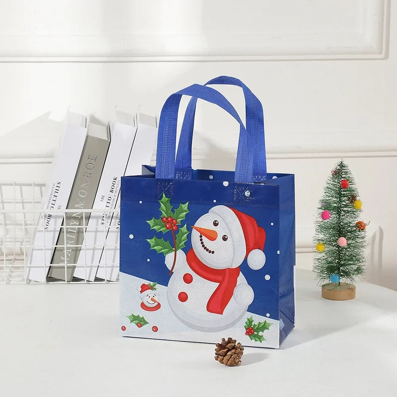 Christmas Cute Santa Claus Snowman Nonwoven Holiday Gift Bags