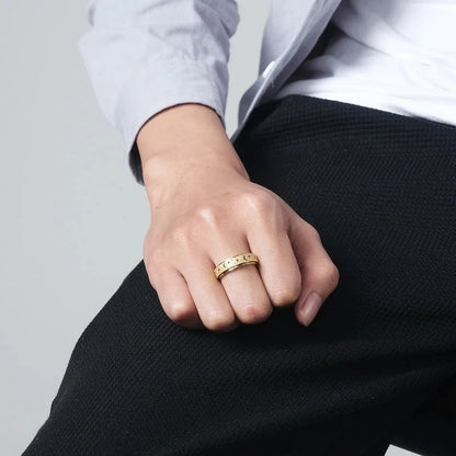 Fashion Frosted Hollow Star Moon Spinning Women's Stainless Steel Ring