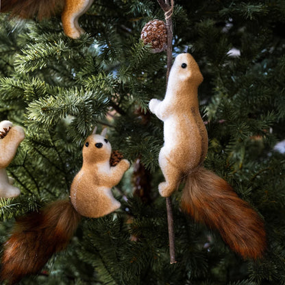 2 Pieces Korean Squirrel Christmas Decoration Real Squirrel Pendant Christmas Tree Pendant Ornament