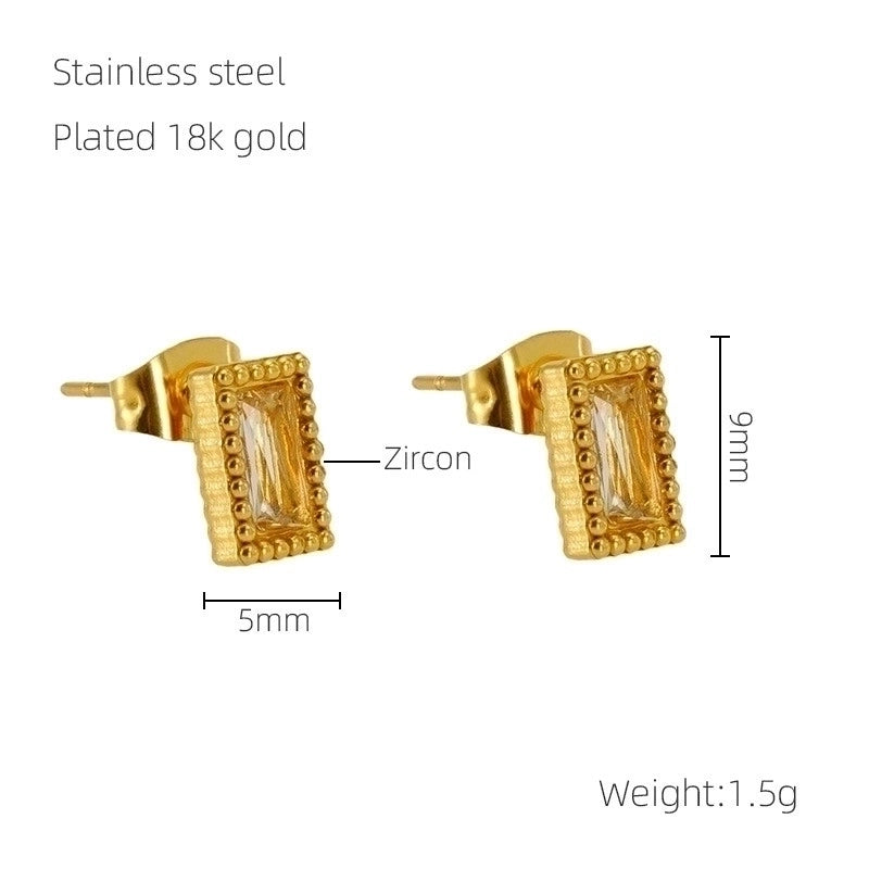 1 Pair Glam Retro Heart Shape Plating Inlay 304 Stainless Steel Rhinestones 18K Gold Plated Drop Earrings