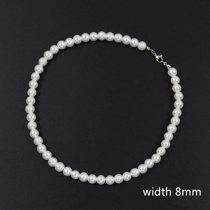 Elegant Geometric Imitation Pearl Beaded Unisex Necklace