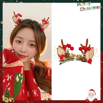 Christmas Cute Women's Christmas Tree Santa Claus Snowman Sequins Plush Hair Clip