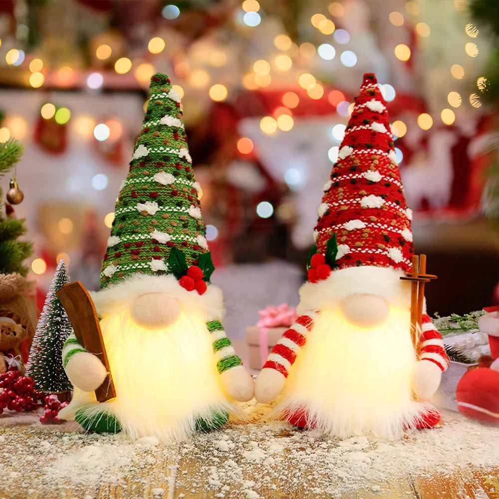 Christmas Decoration Supplies American Country Style Knitted Lighted Faceless Doll Glowing Rudolph Gnome