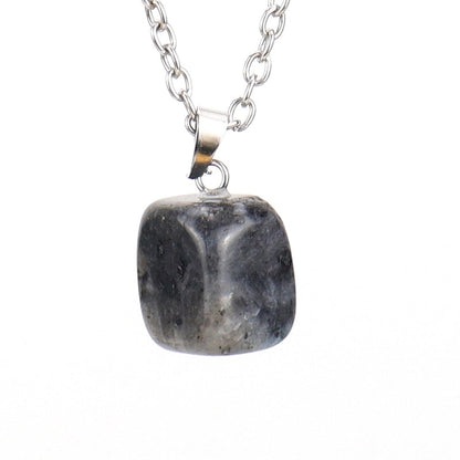 Minimalist Geometric Natural Stone Ferroalloy Knitting Pendant Necklace