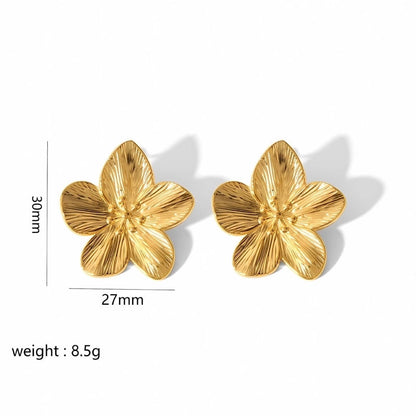 1 Pair Elegant Retro Flower Petal 304 Stainless Steel Drop Earrings