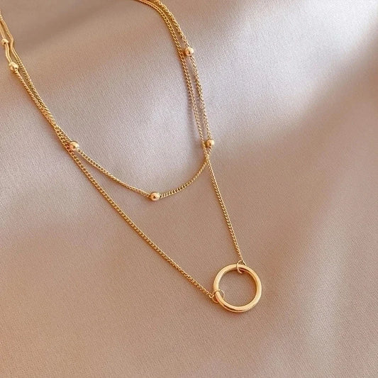 Minimalist Round 304 Stainless Steel Layered Necklace