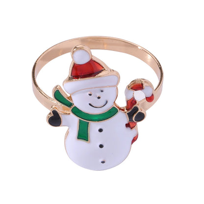 Christmas Cute Penguin Christmas Tree Santa Claus Alloy Napkin Rings 1 Piece