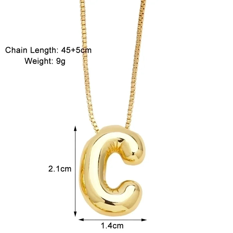 Minimalist Letter Copper Plating 18k Gold Plated Necklace Pendant