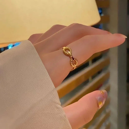 Titanium Steel 18K Gold Plated Minimalist Plating Metal Geometric Titanium Steel Open Ring