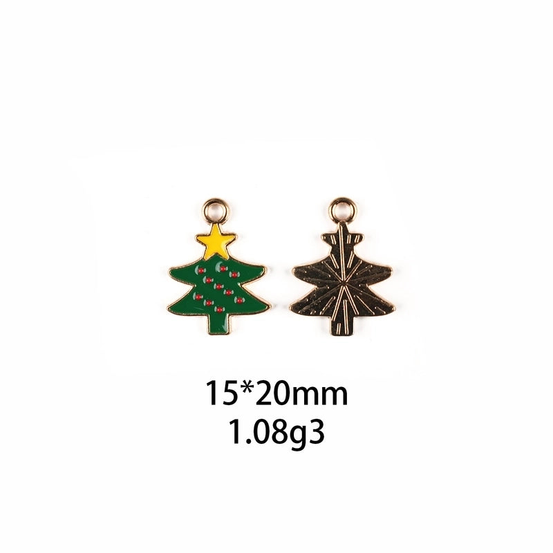 10 PCS/Package Zinc Alloy Christmas Hat Christmas Tree Santa Claus Pendant Jewelry Accessories