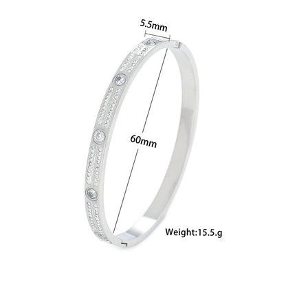 Elegant Modern Style Roman Style Stripe Stainless Steel Titanium Steel Steel Plating Inlay Zircon 18k Gold Plated Rose Gold Plated Silver Plated Bangle