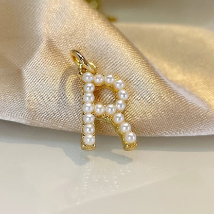 Fashion Letter Imitation Pearl Freshwater Pearl Copper Necklace